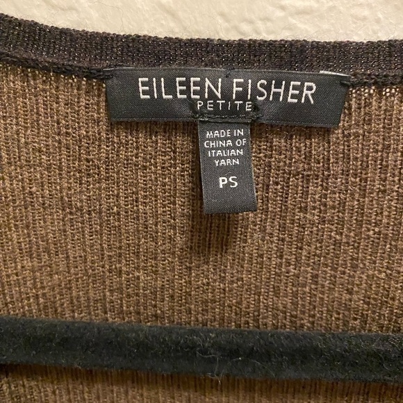 Eileen Fisher Brown Merino Wool Color Block V-Neck Sweater Dress Petite Small - Picture 3 of 9